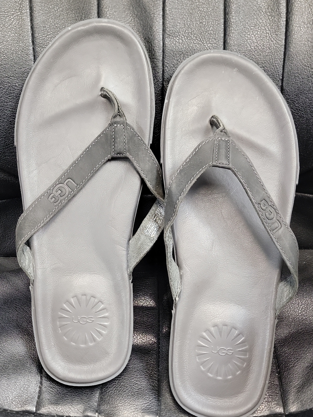 UGG Men’s Gray Leather Thong Sandals